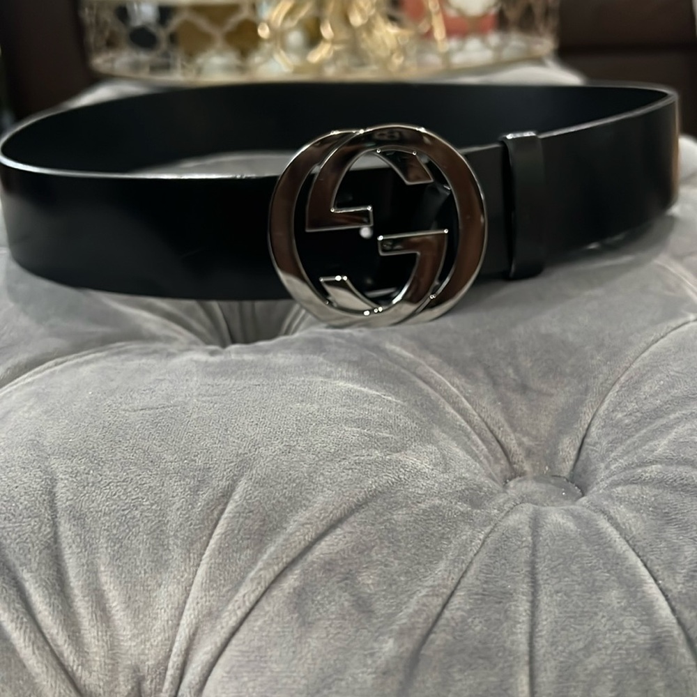 Gucci Double GG silver hardware belt